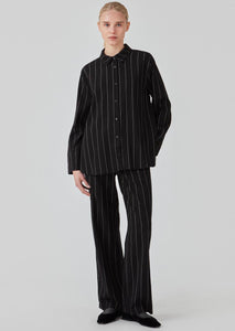 STRIPED LINEN Pants // Black