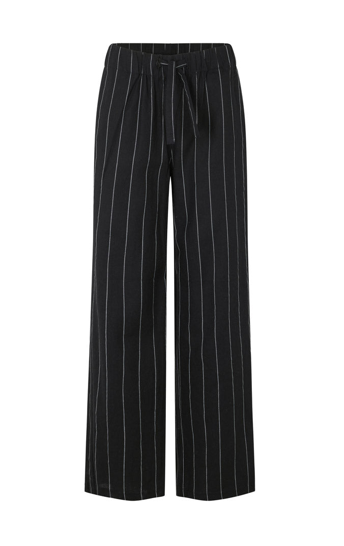 STRIPED LINEN Pants // Black