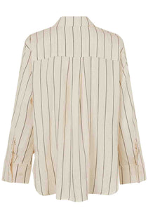 STRIPED LINEN Top // Cream