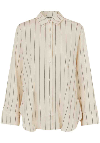 STRIPED LINEN Top // Cream