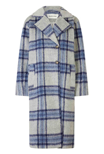 SOFT CHECKERED Coat // Blue pearl check