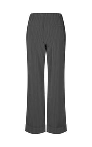 WIDE TURN UP LEG Pants // Grey pinstripes