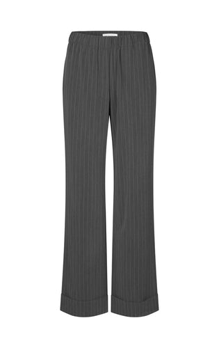 WIDE TURN UP LEG Pants // Grey pinstripes