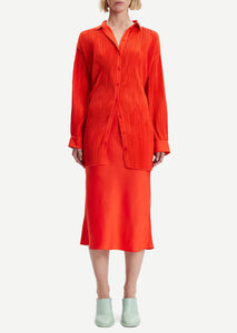 PLEATED SHIRT Dress // Orange com