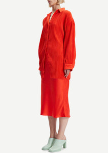 PLEATED SHIRT Dress // Orange com