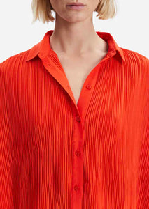 PLEATED SHIRT Dress // Orange com