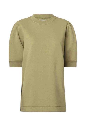 PUFF SHORT SLEEVE SWEATSHIRT Top // Covert green